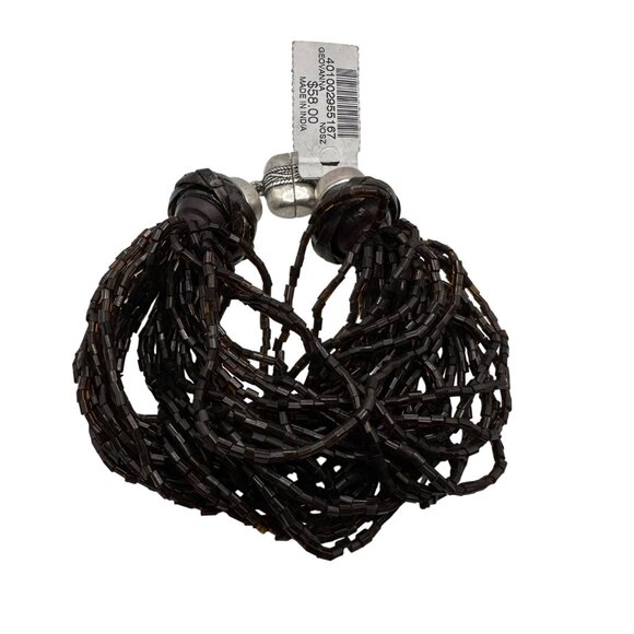 Chico's Bracelet NWT Jewlery Statement 8 Brown Beaded Magnetic Clasp Multistrand - Picture 2 of 8